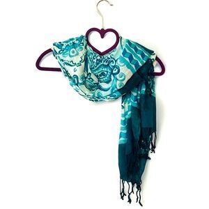 Teal Patterned Scarf